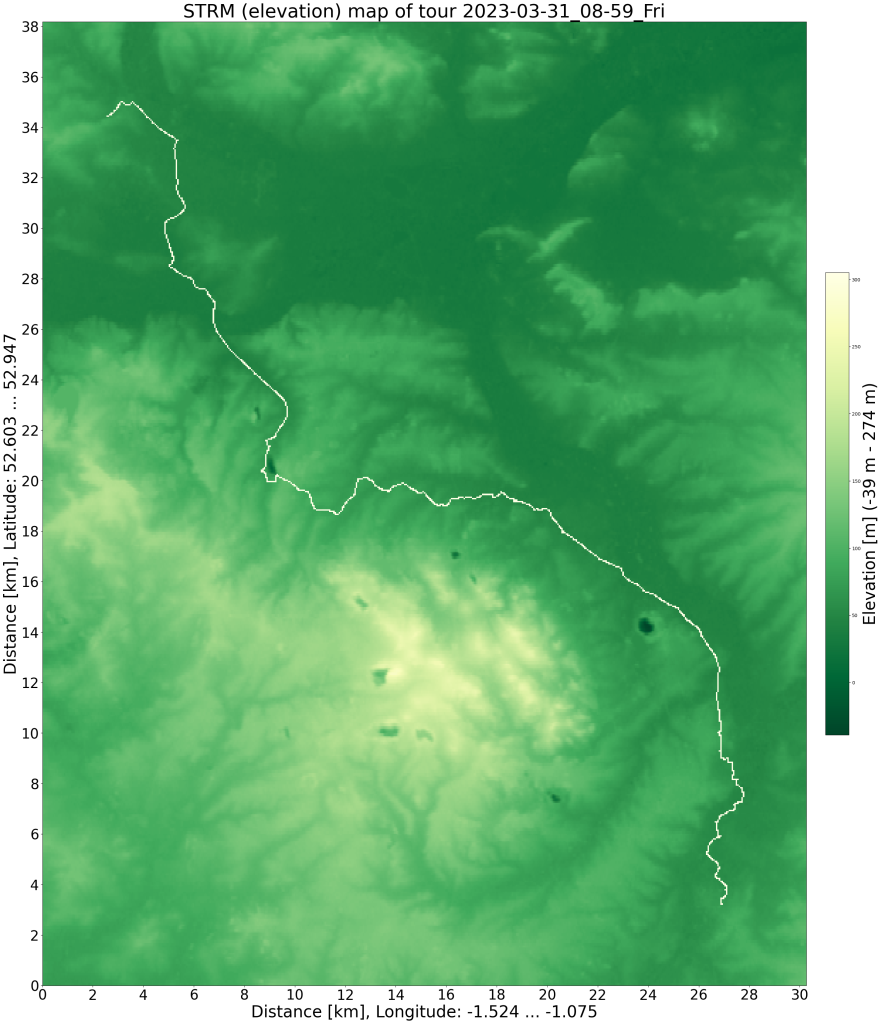 SRTM relief map with GPS data. The quarries are clearly visible, humans are really making long lasting changes to earth.